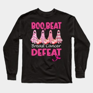 Boo, Beat, Breast cancer defeat, breast cancer awareness halloween Long Sleeve T-Shirt